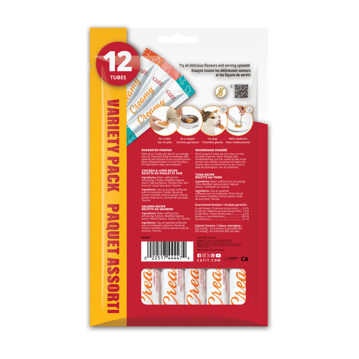 Catit Creamy – Régals Crémeux, Mélange Assorti, Paquet De 12