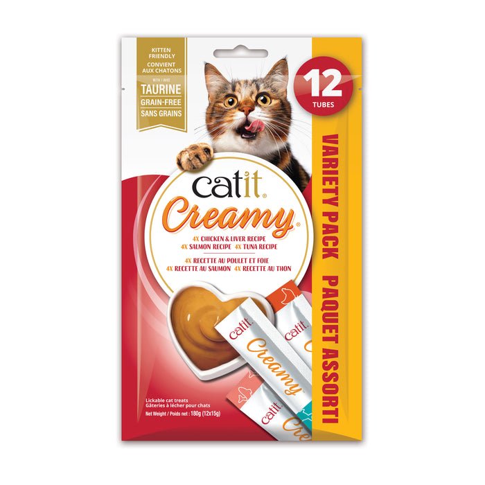 Catit Creamy – Régals Crémeux, Mélange Assorti, Paquet De 12