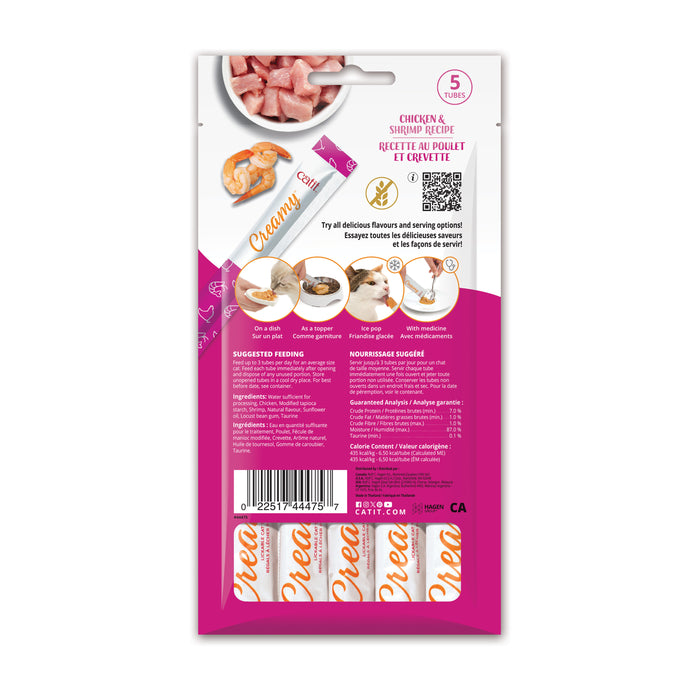 Catit Creamy – Régals Crémeux, Poulet & Crevettes, Paquet De 5