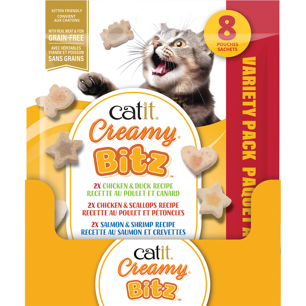 Gâteries moelleuses Catit Creamy Bitz, Paquet assorti, paquet de 8, 96 g