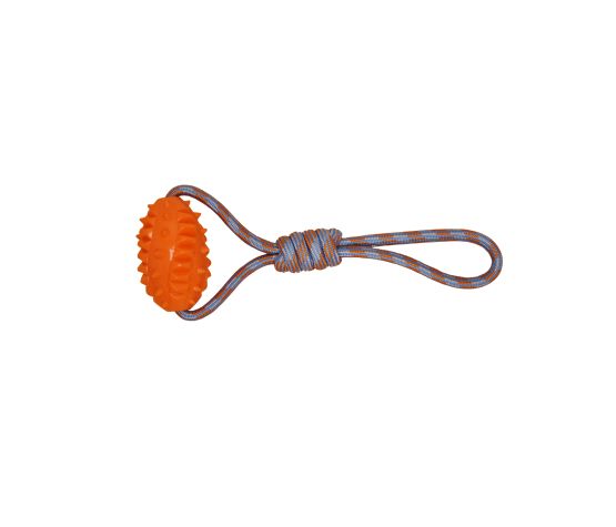 Bud'z Jouet De Corde Flottante Pour Chien - Ballon De Football Avec Poignée, Orange Et Bleu 38cm