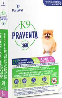 K9 Praventa 360 traitement contre les puces et les tiques pour chiens de petite taille jusqu’à 4,5 kg