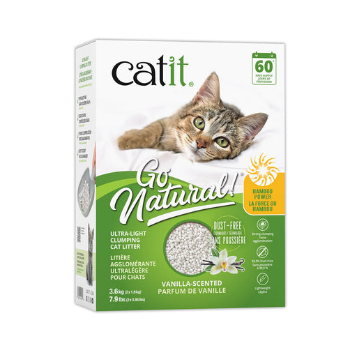 Litière agglomérante Catit Go Natural! ultralégère, vanille, boîte de 3,6 kg (7,9 lbs)