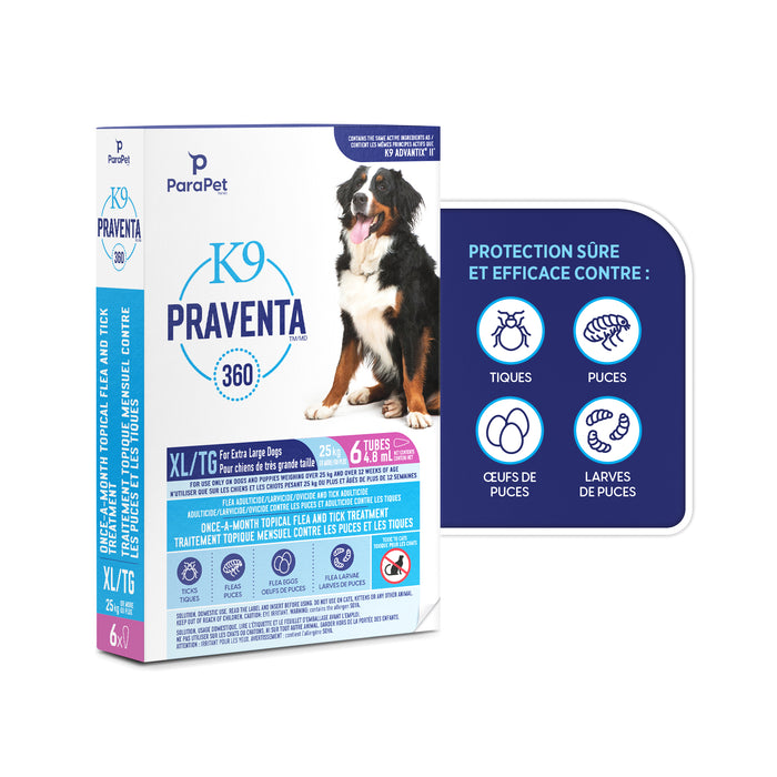 K9 Praventa 360 traitement contre les puces et les tiques pour chiens de très grande taille plus de 25 kg