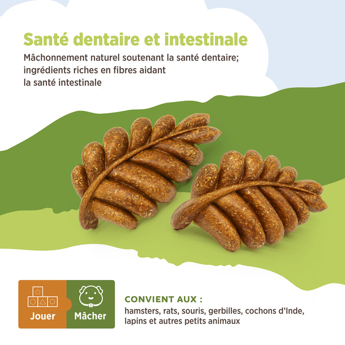 Living World – Jouet à mâcher comestible, Feuilles, brun, paquet de 6, 140 g