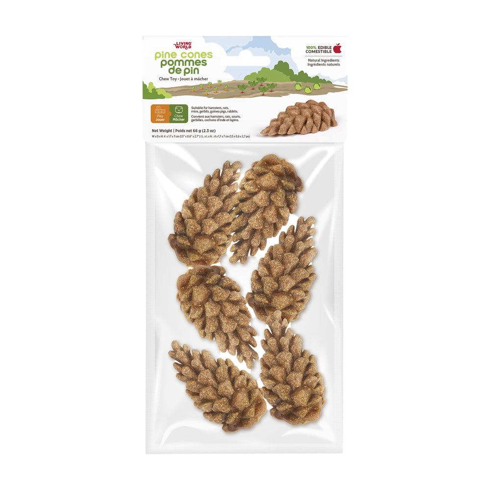 Living World – Jouet à mâcher comestible, Pommes de pin, brun, paquet de 6, 66 g