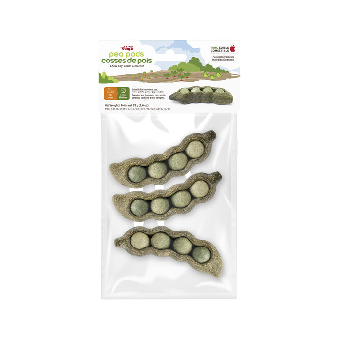 Living World – Jouet à mâcher comestible, Cosse de pois, vert, paquet de 3.75 g