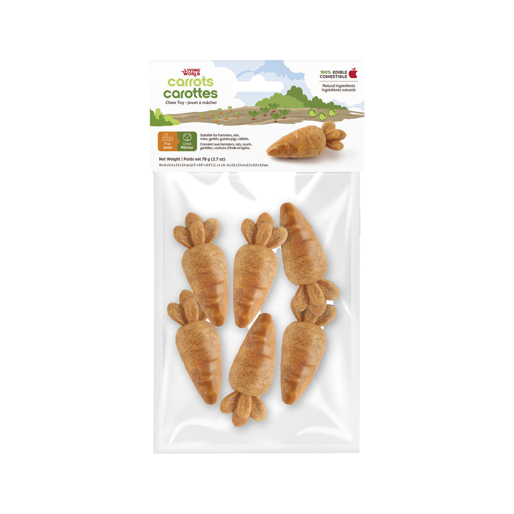 Living World – Jouet à mâcher comestible, Carottes, orange, paquet de 6, 78 g
