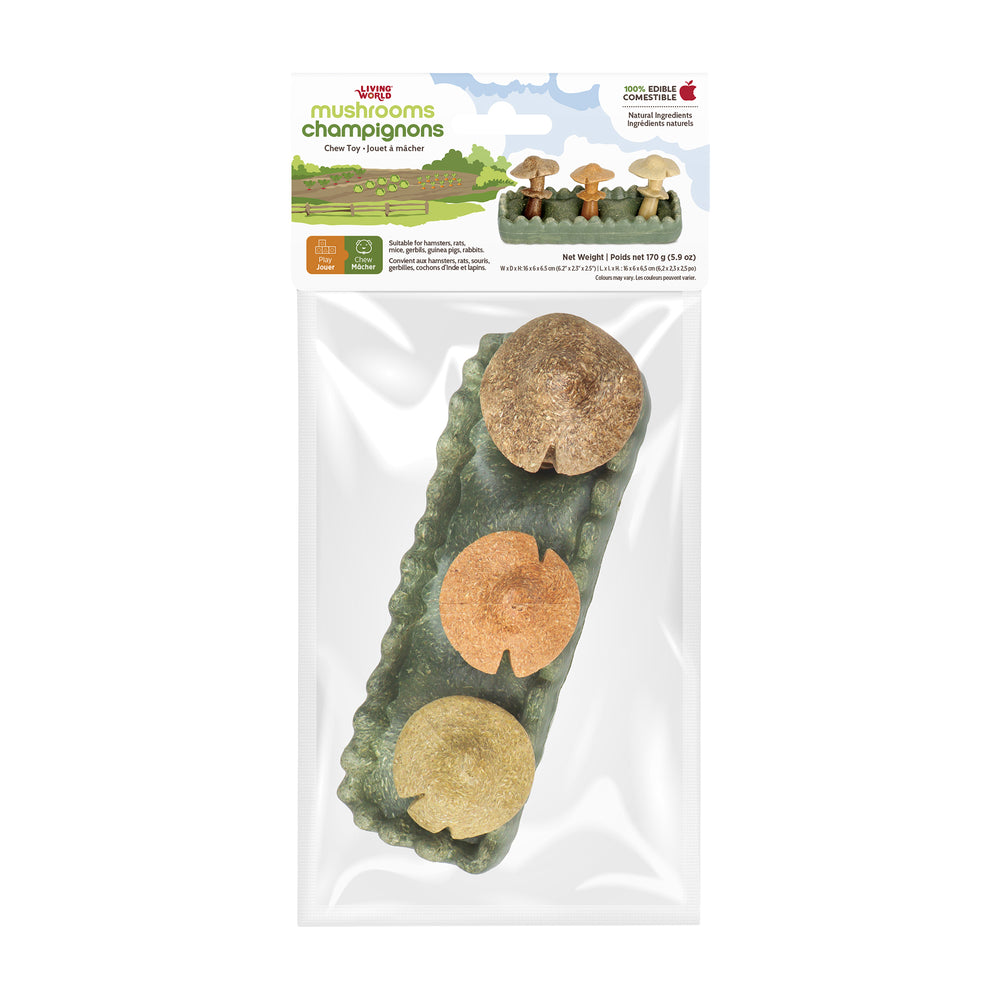 Living World – Jouet à mâcher comestible, Parcelle de champignons, multicolore, 170 g