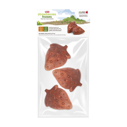 Living World – Jouet à mâcher comestible, Fraises, rouge, paquet de 3, 81 g