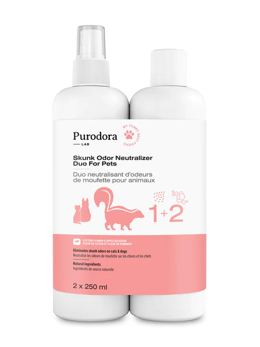 Purodora Duo neutralisant d'odeurs de moufette pour animaux