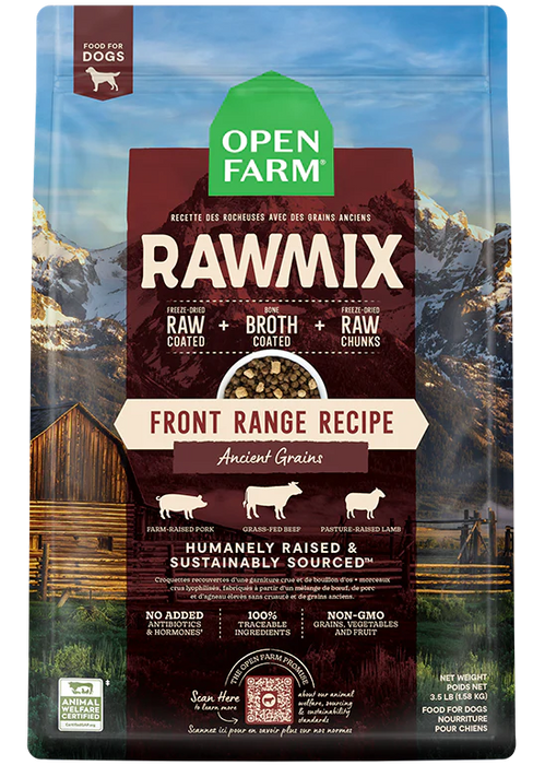 Open Farm RawMix boeuf front range ancient grains nourriture pour chiens