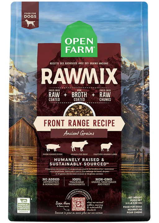 Open Farm RawMix boeuf front range ancient grains nourriture pour chiens