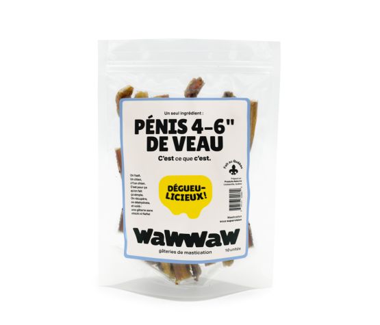 Wawwaw Pénis De Veau Pour Chien, 4-6"