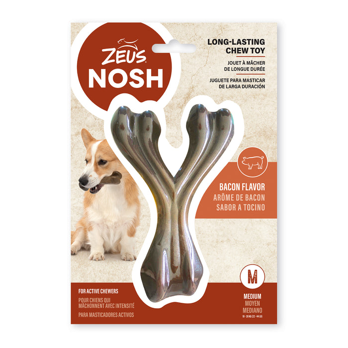 Nosh zeus os à mâcher robuste arôme de bacon pour chiens