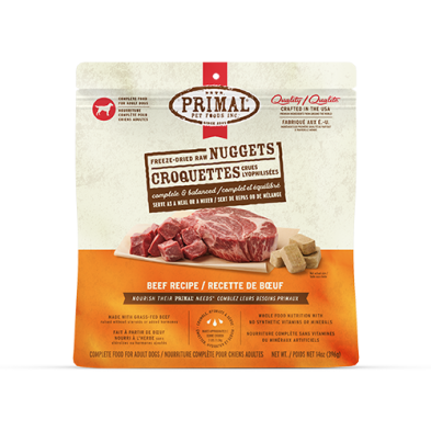Primal Croquettes Pour Chien Crues Lyophilisées Au Boeuf 14oz