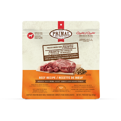 Primal Pronto-En-Bouchées Pour Chien Lyophilisées Au Boeuf 16oz