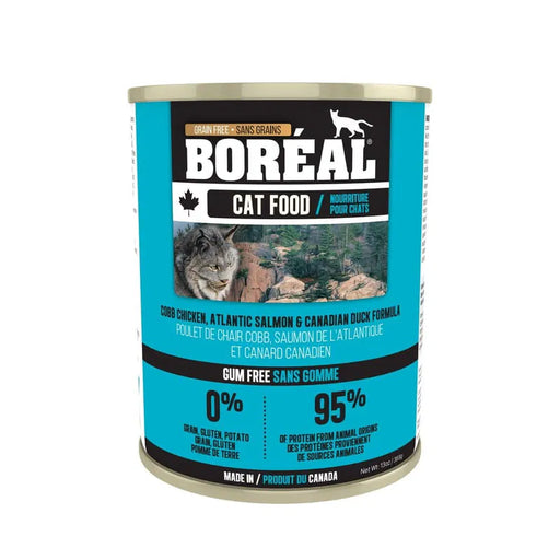 Boréal poulet cobb, saumon et canard nourriture en conserve sans grain pour chat