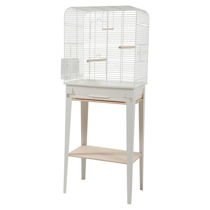 Cage Chic Loft et meuble, grande, blanche, 53,5 x 33,5 x 64 cm pour oiseaux