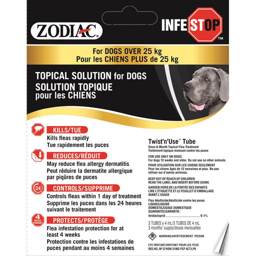 Zodiac Infestop solution topique puces pour chiens 25 kg et plus