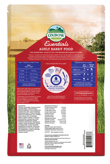 Oxbow essentials nourriture pour lapin adulte